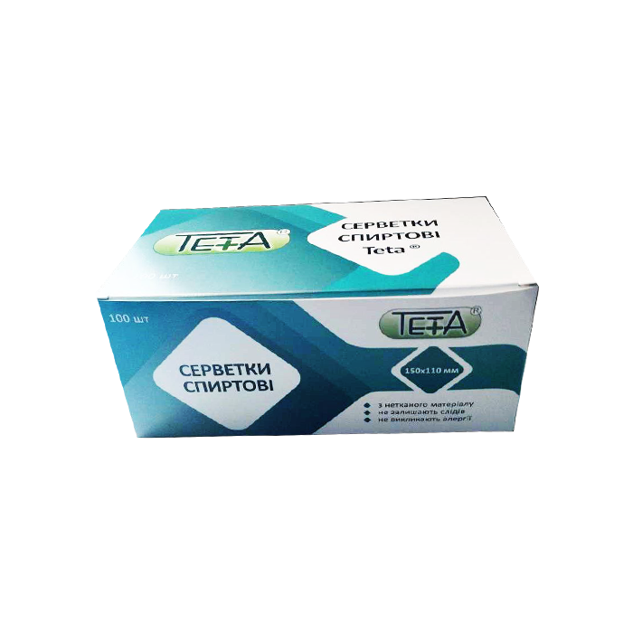 Серветки спиртові Teta®, 110*150мм, 100 шт/пак